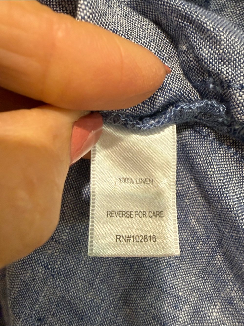 Garnet Hill Women's Blue Linen Button Down Shirt - Picture 4 of 5
